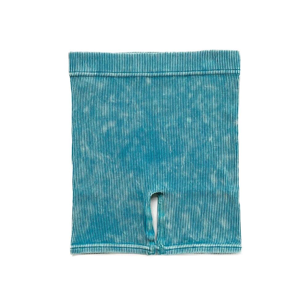LENOX JAMES - ACID WASH BIKER SHORTS - TEAL